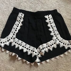 Super soft crochet trim shorts